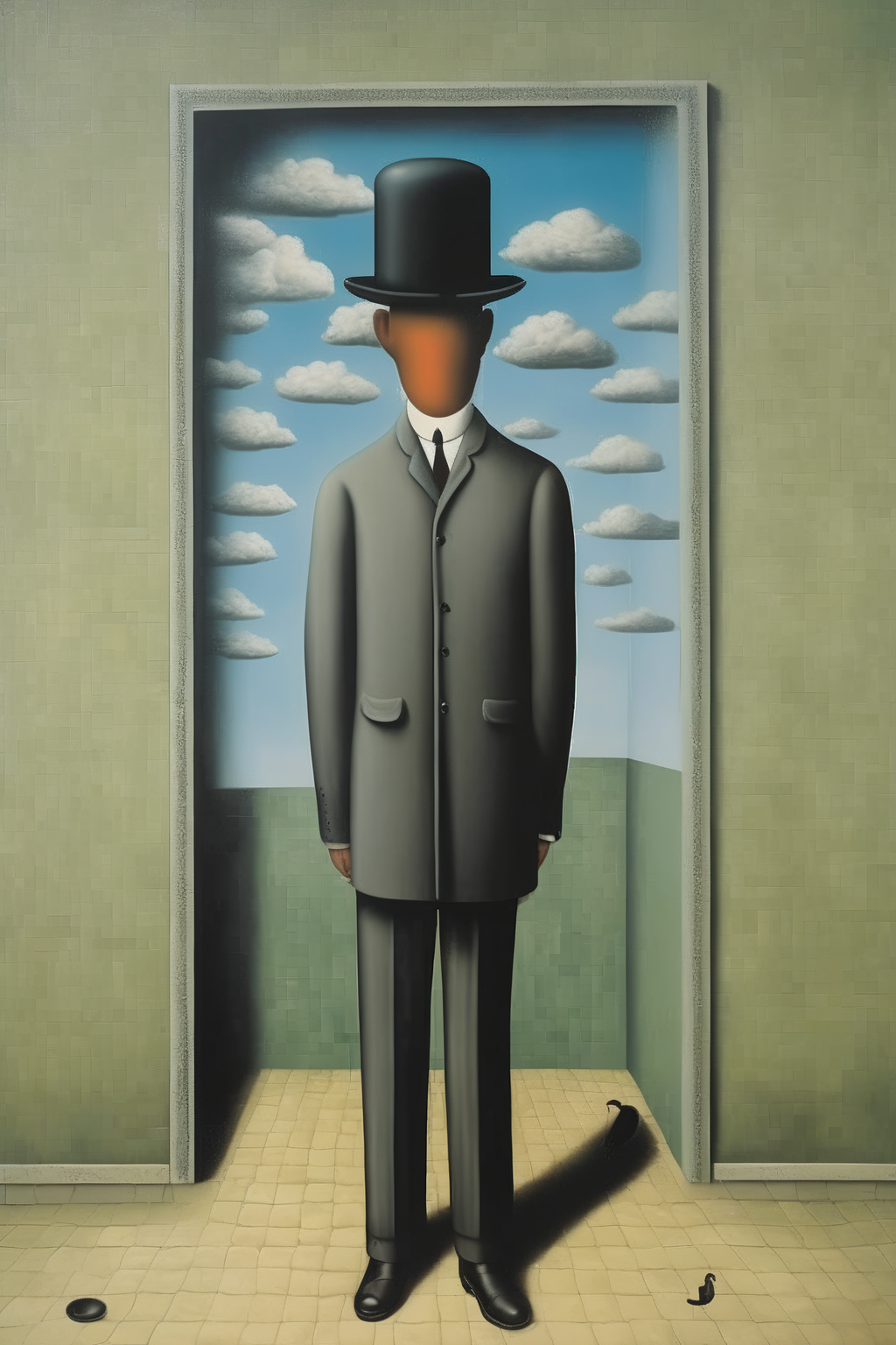 00309-2098434496-_lora_Rene Magritte Style_1_Rene Magritte Style - ce n'est pas un urinoir, a man in bowler hat in urinals designed.png